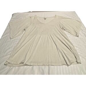 Cream Color Peasant Style blouse with flutter sleeves.Size XL